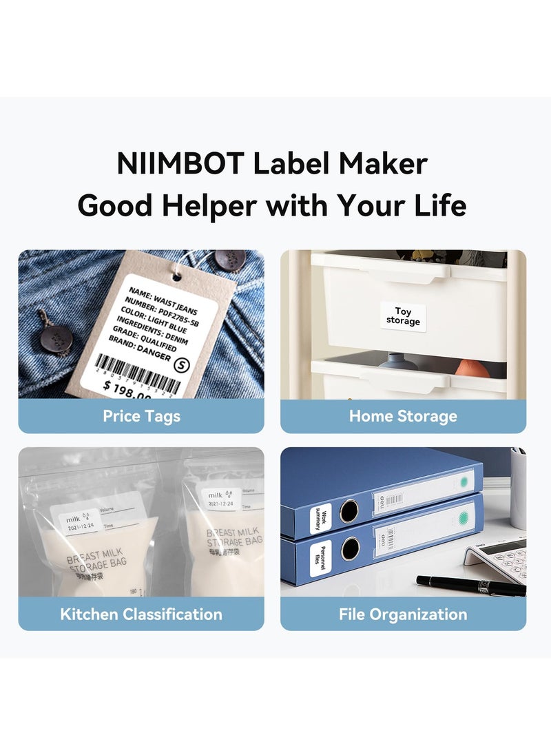 NIIMBOT - B1 Wireless Bluetooth Label Printer with 1 Roll 50*30mm White Label Sticker and USB Cable, Portable Inkless Thermal Label Maker, Great for Supermarket, Retail Store and Home Printing Barcodes - Image 1