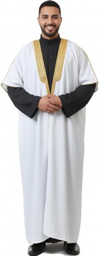 East West Souk Men's Abaya (Bisht) - Cloak Arab Dress (White) - Image 4