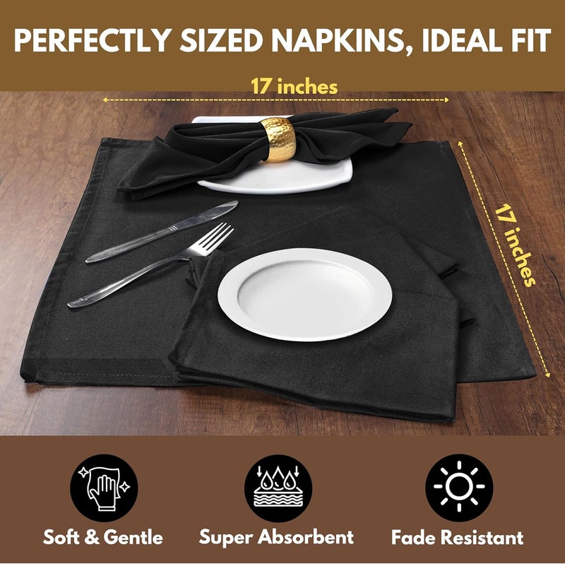 Native Fab Cloth Napkin Set of 12 100 Cotton Washable Reusable Dinner Cloth Napkin 17x17 inches Table Decor Napkins for Dinner Events Black - Image 3