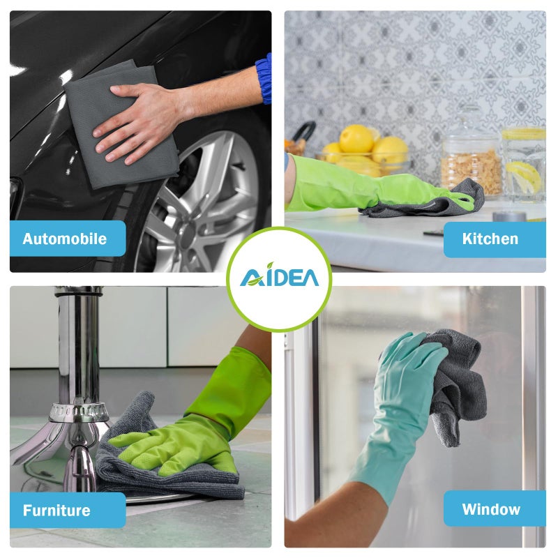AIDEA Microfiber Cleaning Cloth Grey 50PK, Microfiber Towels for Cars, Premium Car Cloths, Dusting Cloth Lint Free Cleaning Rags for SUVs, House, Kitchen, Window, Workshops,11.5Ã—11.5" - Image 4