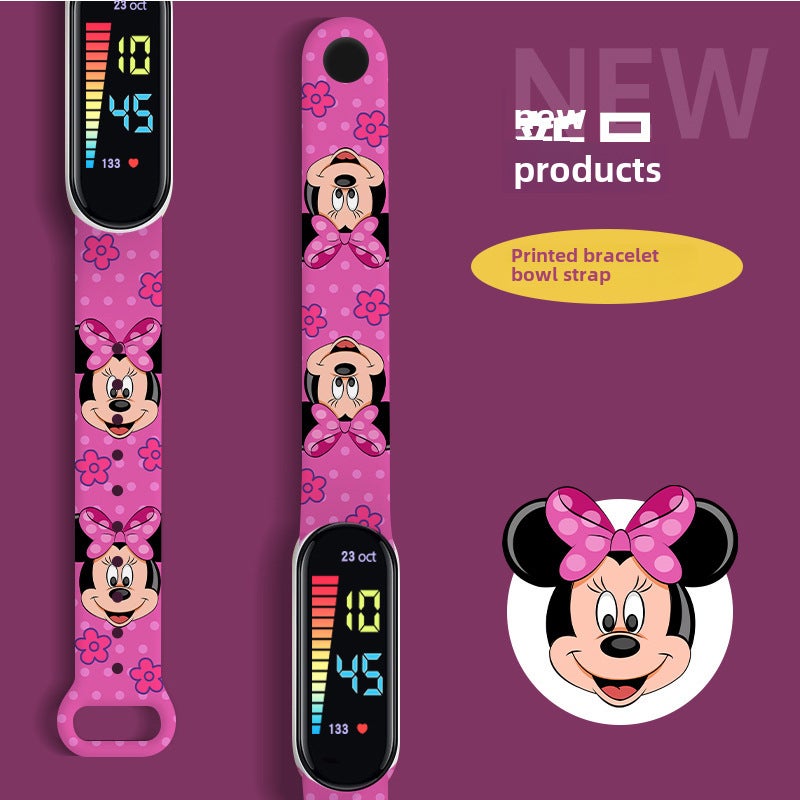 Waterproof LED Cartoon Watch for Kids Rose-Minnie (head) 