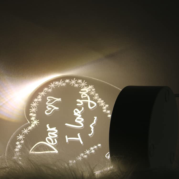Inditradition 3D Acrylic Creative Message Board with LED Light Base Holder, with Writing Pen & Cloth (Transparent, Heart Shape, 5x5 Inches) - Image 5