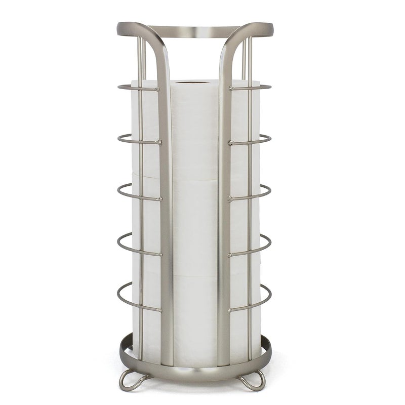 Brookstone , Nickel Toilet Paper Holder, Freestanding Bathroom Tissue Organizer, Minimalistic Storage Solution, Modern & Stylish Design [Holds MEGA Rolls] - Image 1