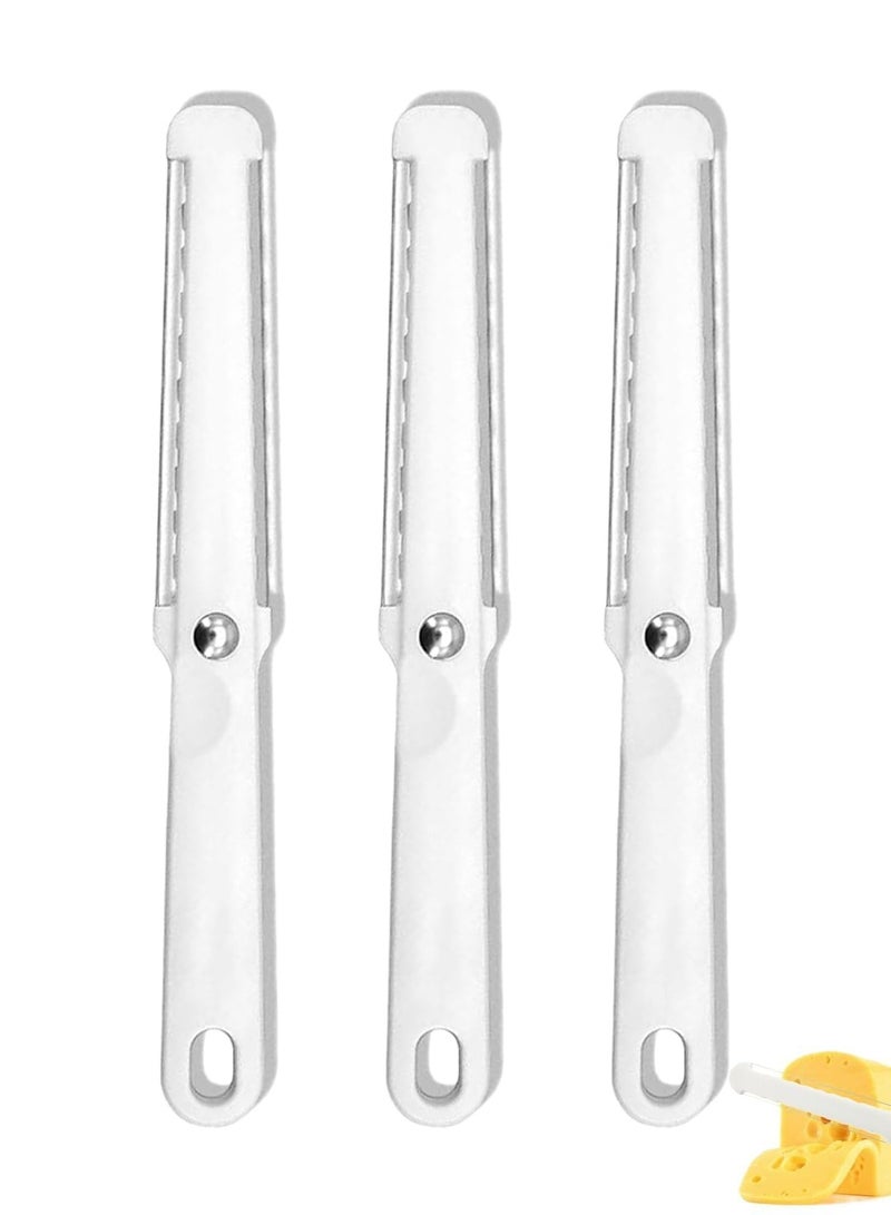 3 Pcs Cheese Slicer White Cheese Wire Cheese Cutter with Soft Handle Portable Block Cheese Slicer Multifunctional Butter Curler Tool Cheese Slicers for Hard and Semi-Hard