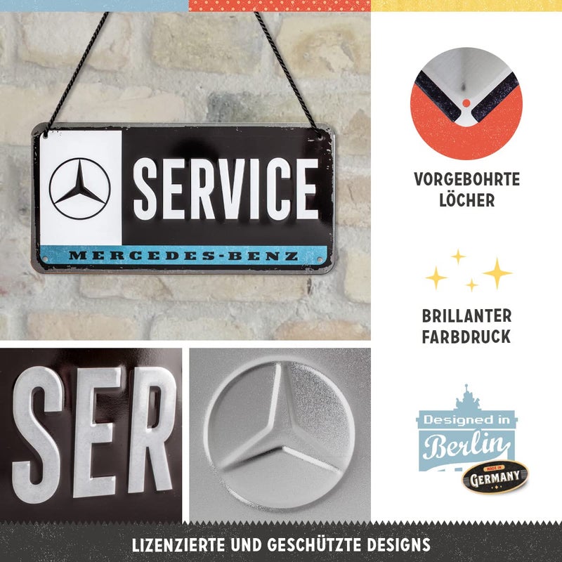 Nostalgic Art Nostalgic-Art Retro Hanging Sign Mercedes-Benz Service – Gift Idea for car accessories fans, Metal Plaque, Vintage design for decoration, 10 x 20 cm - Image 2