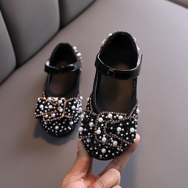 2025 Spring and Autumn New Girls'' Princess Shoes Casual Colored Diamond Bow Children''s Dance Shoes Little Girl''s Shoes - Image 3