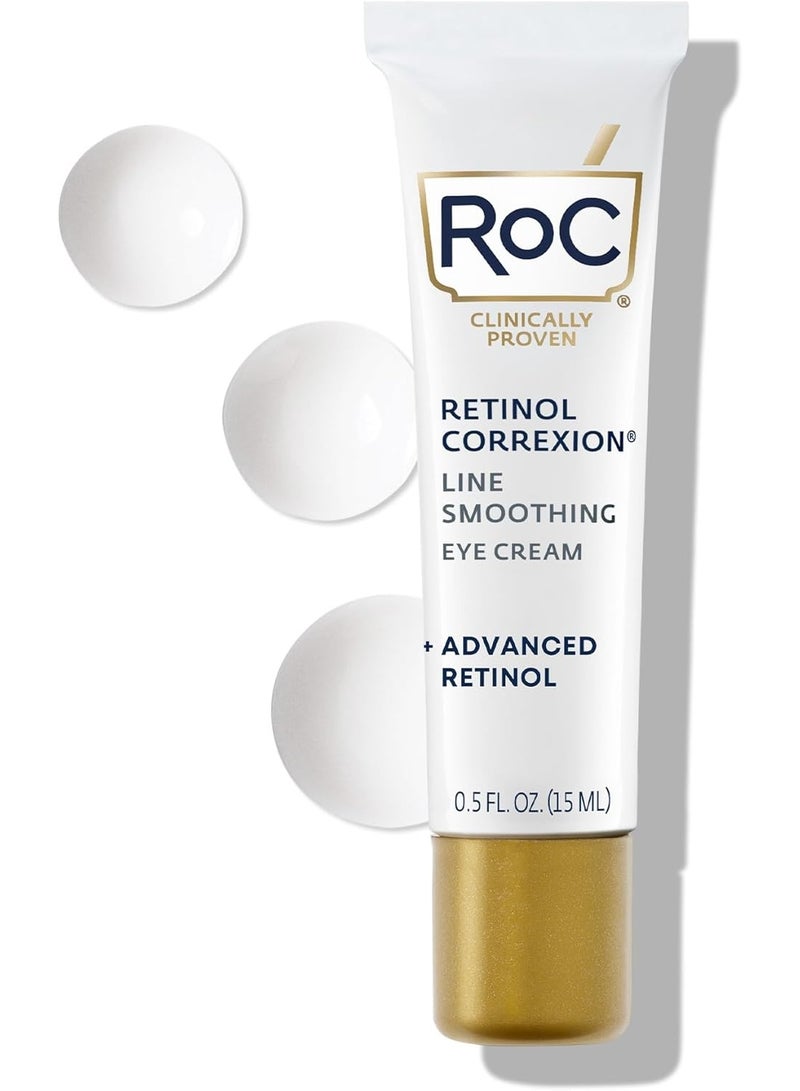 RoC Retinol Correxion Under Eye Cream for Dark Circles & Puffiness, Daily Wrinkle Cream, Anti Aging Skin Care Treatment Women and Men, 0.5 oz (Packaging May Vary)