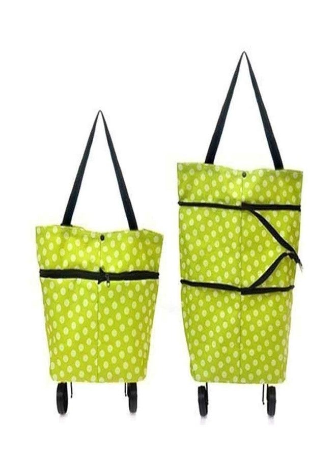 HELLYZ Foldable Shopping Trolley Bag with Wheels for Grocery, Travel & Daily Use - Lightweight 2-in-1 Storage Cart for Women, Men, - Durable Polyester Tote with Medium-Size Wheels (Multicolor) - Image 1