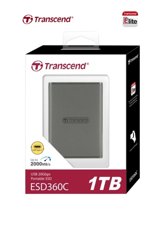 Transcend ESD360C Portable 1TB External SSD USB 3.2 Gen 2x2 | 20Gbps Speed | Compact Design Solid State Drive for PS5 Xbox Laptop Desktop Iphone 15,16,17 Android Smartphones 1 TB - Image 1