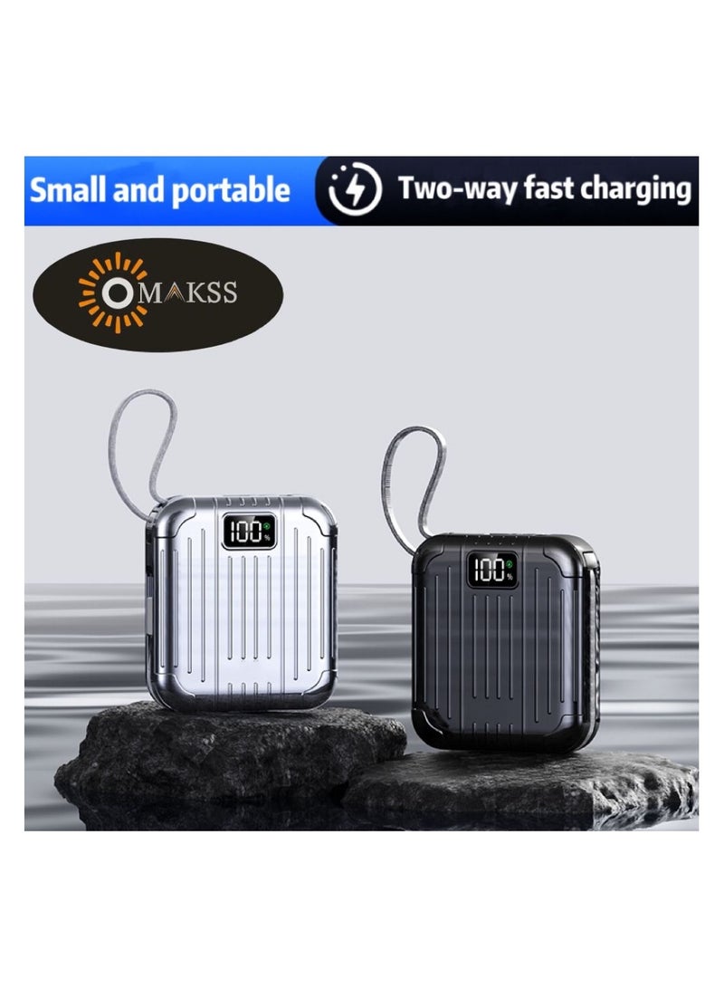 أوماكس بنك طاقة للشحن السريع بقدرة 10000 مللي أمبير في الساعة، توصيل طاقة 30 وات مع كابلات USB من النوع C وIOS وشاشة LED لسلسلة iPhone 15 و16 وSamsung S24/S23/S25 iPad وهواتف Android والمزيد - أسود - Image 1