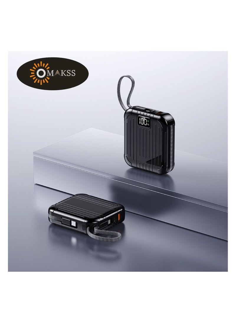 أوماكس بنك طاقة للشحن السريع بقدرة 10000 مللي أمبير في الساعة، توصيل طاقة 30 وات مع كابلات USB من النوع C وIOS وشاشة LED لسلسلة iPhone 15 و16 وSamsung S24/S23/S25 iPad وهواتف Android والمزيد - أسود - Image 2
