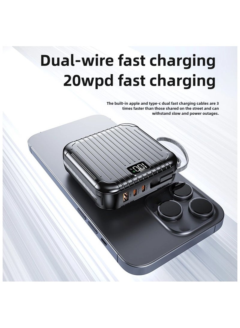 أوماكس بنك طاقة للشحن السريع بقدرة 10000 مللي أمبير في الساعة، توصيل طاقة 30 وات مع كابلات USB من النوع C وIOS وشاشة LED لسلسلة iPhone 15 و16 وSamsung S24/S23/S25 iPad وهواتف Android والمزيد - أسود - Image 3