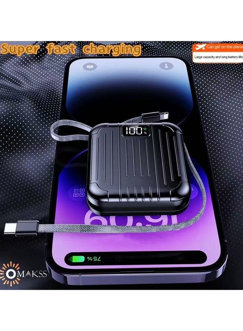 أوماكس بنك طاقة للشحن السريع بقدرة 10000 مللي أمبير في الساعة، توصيل طاقة 30 وات مع كابلات USB من النوع C وIOS وشاشة LED لسلسلة iPhone 15 و16 وSamsung S24/S23/S25 iPad وهواتف Android والمزيد - أسود - Image 4