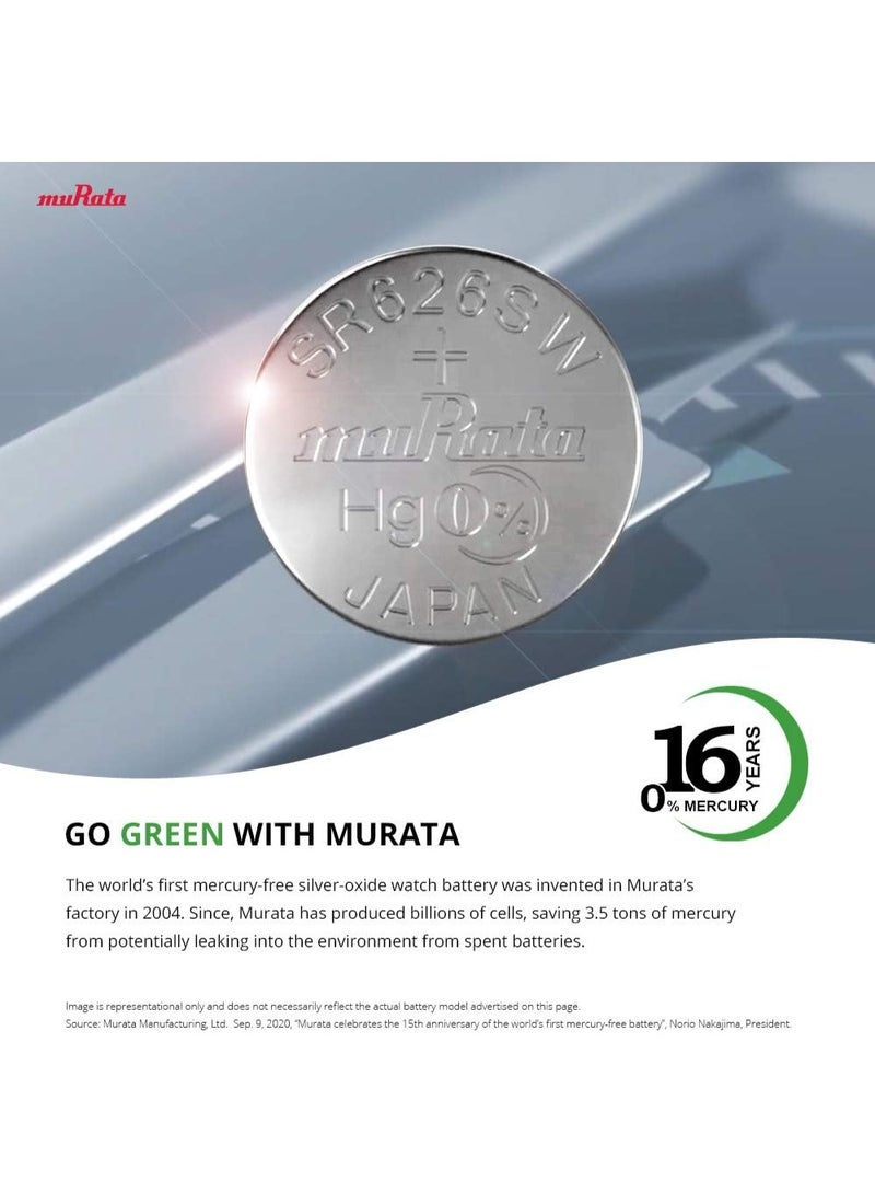 Murata SR621SW / 364 Silver Oxide Watch Battery, 1.55V, Made in Japan, Pack of 5 - Image 2