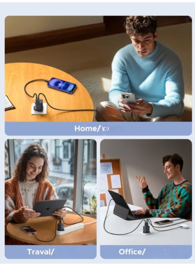 UGREEN ECO 30W 2C1A GaN Charger Type C USB C Adapter USB Wall Plug Fast iPhone Charger Multi Ports Charger Portable Compatible With iPhone 16 Series Galaxy 25 24 Series iPad Pro Air Mini Apple Watch Xiaomi Huawei - Black - Image 4