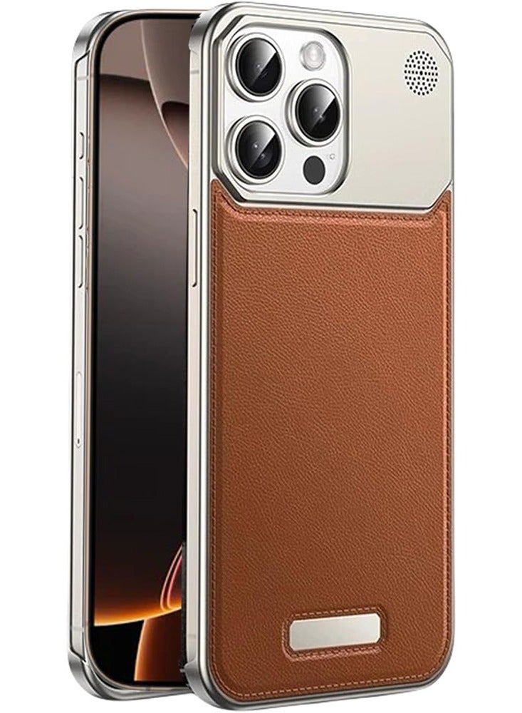 BlueFire Premium Aluminum Alloy & Leather iPhone 16 Pro Max Case – Slim Fit, MagSafe Compatible, Built-in Fragrance Diffuser – Lightweight Durable Protection, Wireless Charging Friendly Luxury Cover - Image 1