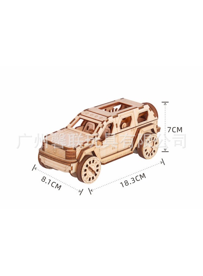 Xinlian Toys Special For Rubber Band Brake Car Series 3D Puzzle Jigsaw Puzzle DIY Handmade Toys-Color:MV02 SUV  - Image 2