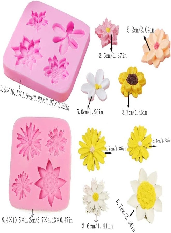 LEGACYCART 6-Cavity White Lotus, Orange Gerbera, Barberton, Gerbera Daisy, Lavendar Daisy Flower Silicone Fondant Molds for Chocolate Cookies Cupcake Cake Candy, Gummy, Jelly, Resin, Polymer Clay Art. - Image 2