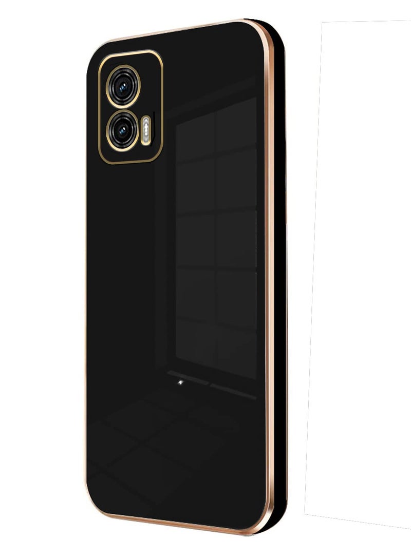 Motorola Moto G73 5G Black Mobile Phone Case Cover, Luxury Plating Soft Back Cover, Raised Full Camera Protection - Image 1