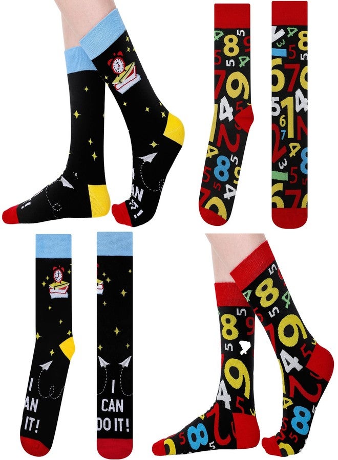 Hotop 6 Pairs Novelty Teacher Socks for Women Christmas Teacher Appreciation Gift Pencil Bus Apple Crew Socks for Xmas Party Favor - Image 5