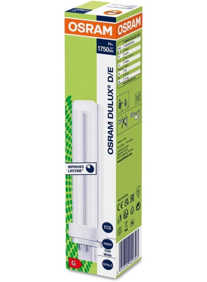 OSRAM Duluxd/E Energy Saver [Quicktronic Ecg] Cflni 2 Tubes 26W 4 Pin Plug In Base G24Q-3 1800 Lm Lumilux -Cool White/Energy Class A - Image 3