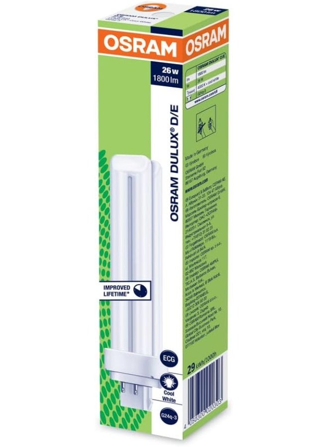 OSRAM Duluxd/E Energy Saver [Quicktronic Ecg] Cflni 2 Tubes 26W 4 Pin Plug In Base G24Q-3 1800 Lm Lumilux -Cool White/Energy Class A - Image 4
