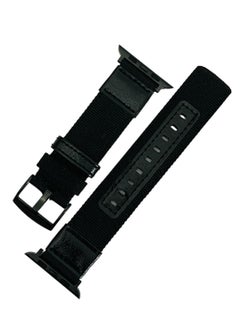 Woven Nylon And Leather Watch Strap 49mm Series  8 Ultra - BLACK