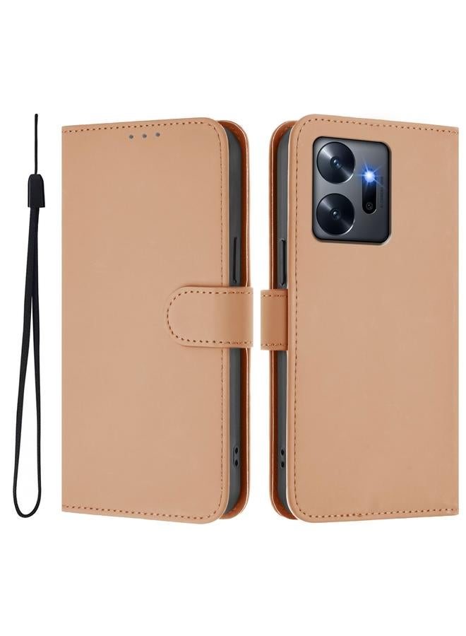 erorex Case For Infinix Zero 20 Skin Feel Solid Color Leather Phone Case with Lanyard - Image 2