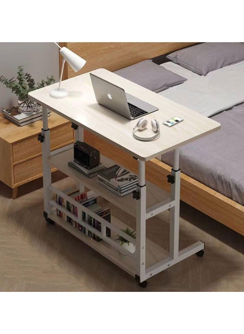 Portable Computer Desk, 60-90cm/24-35in Height Adjustable Laptop Table Small Standing Desk Rolling Computer Cart with Wheels for Home Office