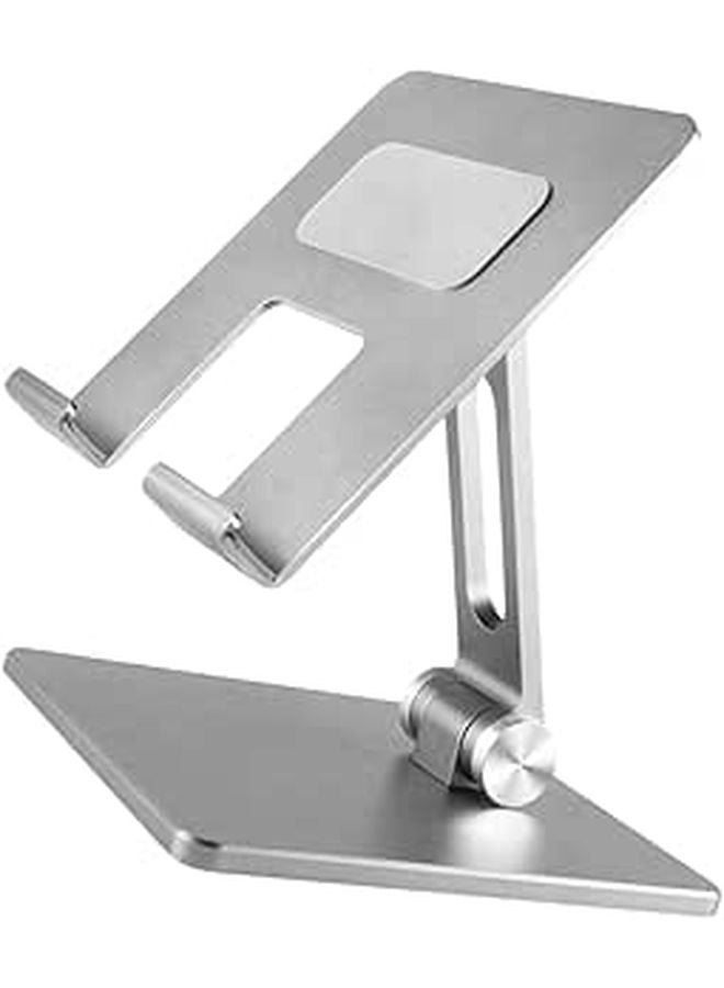 Adjustable Aluminum Laptop Tablet Stand Folding Portable Desktop Holder Silver - Image 1