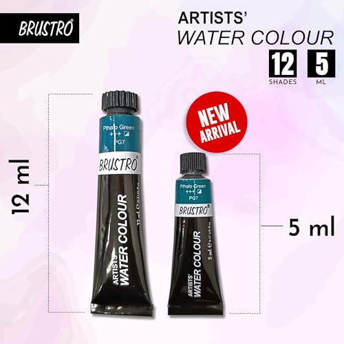 BRUSTRO Artist's Watercolour Paint |5ML Tubes Set of 12 Colours| Ideal for Landscape, Portrait, Paper, Painting, Artist, Professional Watercolor, Transparent Colors, Painting Dry & Wet, Fine Art - Image 4