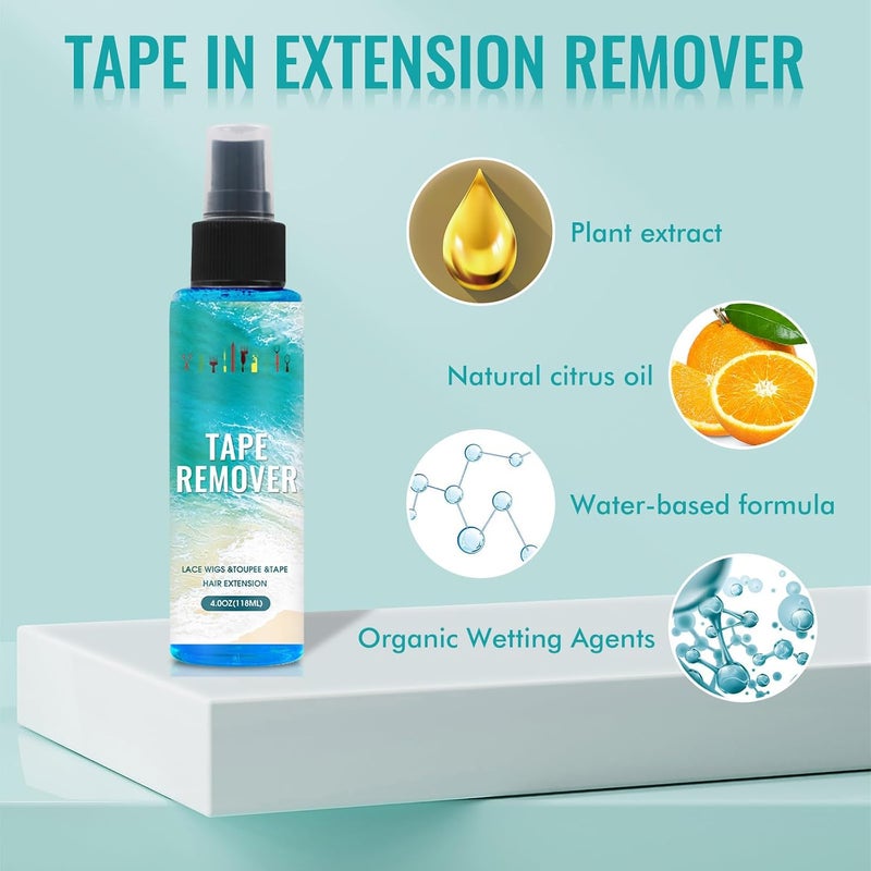 Global simple assemble options Tape in Extension Remover 4OZ, Fast Acting Hair Extension & Lace Glue Remover, Citrus Oil Enriched, Gentle on Skin, Non-Greasy, Easy to Use for Wigs and Hair Extensions Easy clean surface - Image 2