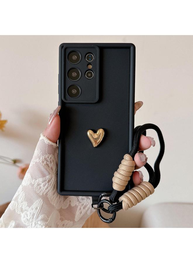 اس-توب جراب لهاتف Samsung Galaxy S23 Ultra 5G بلون سادة 3D Love TPU مع حبل - Image 1