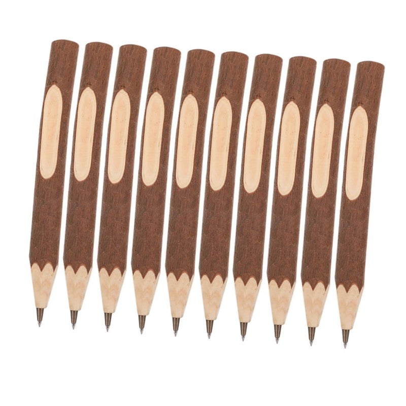 Natural Wooden Bark Ballpoint Pens 10pcs Biodegradable Portable Office Supplies - Image 2