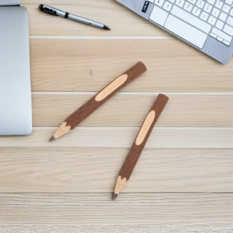 Natural Wooden Bark Ballpoint Pens 10pcs Biodegradable Portable Office Supplies - Image 5