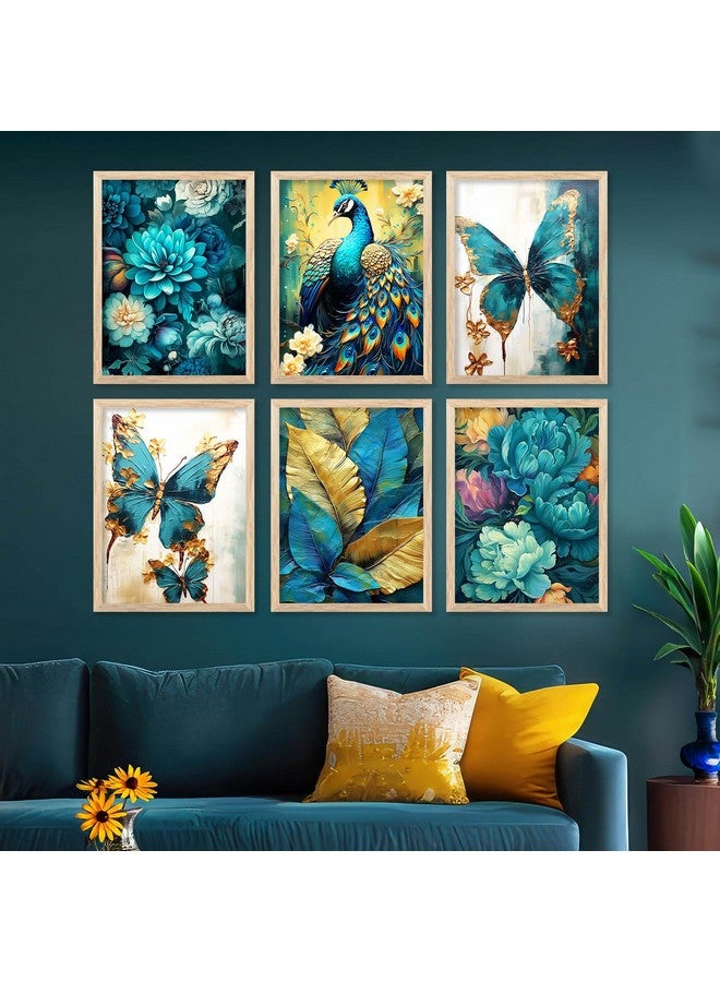 walllane - Painting for Wall Decoration - Floral Painting for Living Room Bedroom Office Room Decor - Premium Digital Paintings with Frame for Home Decoration - Pack of 6 (13x17 inch, A) - Image 1