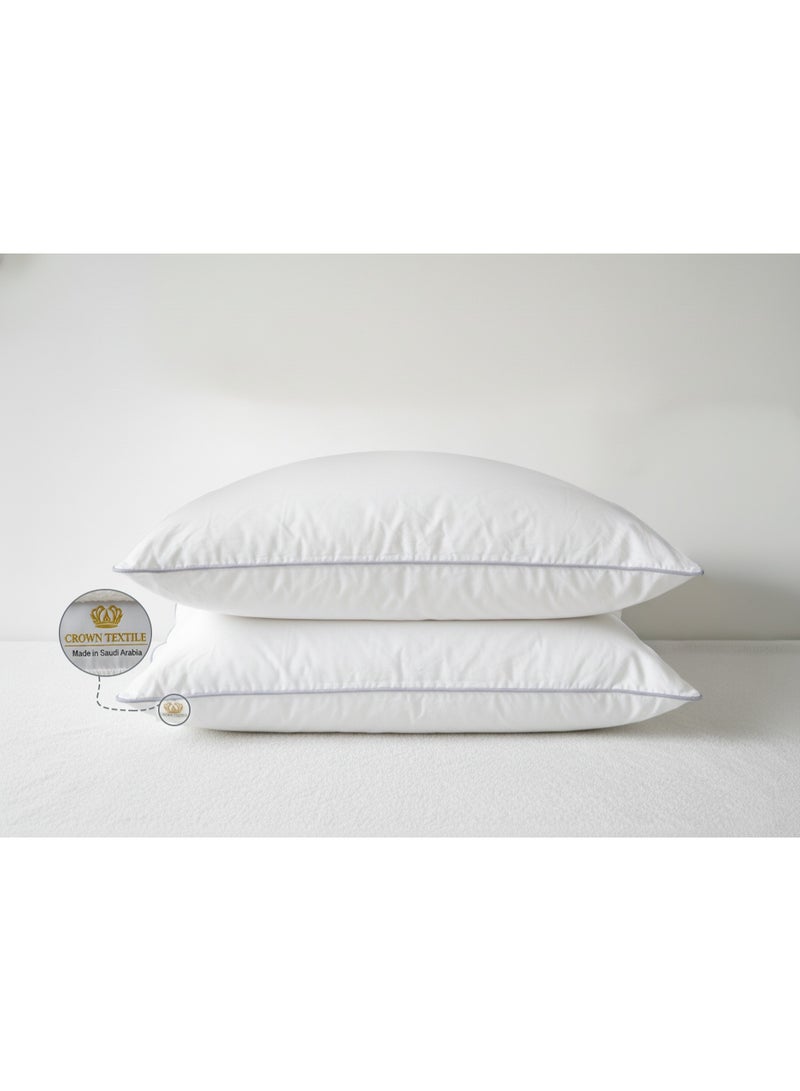 (2 pieces) Microfiber fabric with a striped border in attractive colors - 1000 grams microfiber, hotel pillow