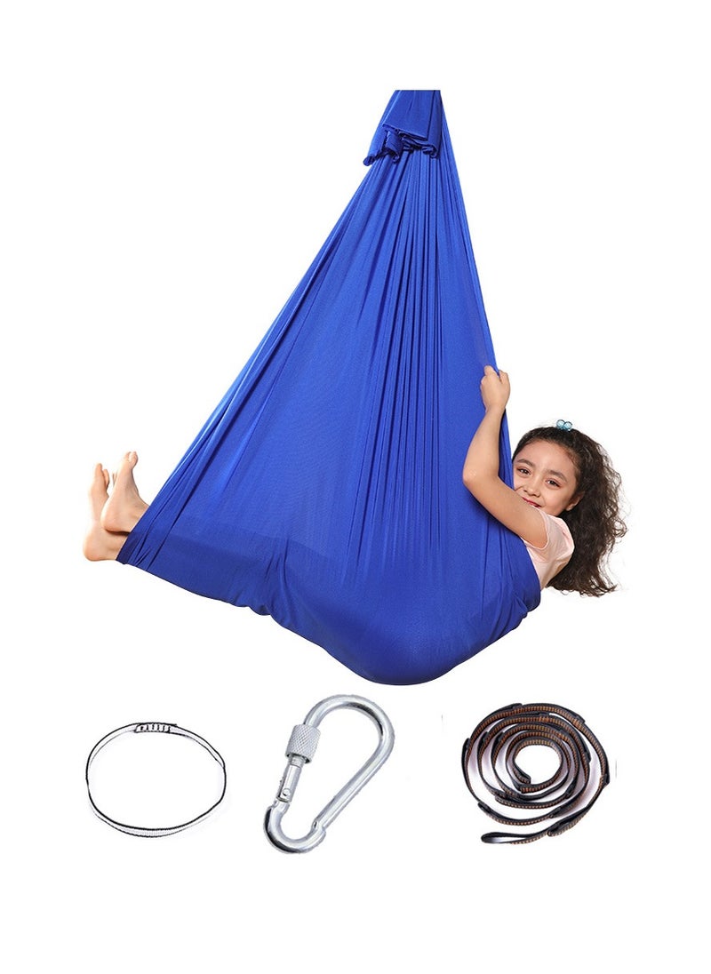 General - Indoor hammock swing therapy swing, suitable for children with special needs such as autism, ADHD, SPD, etc., with hardware hammock sensory integration (color: royal blue, size: 150CM/59 inches) - Image 1