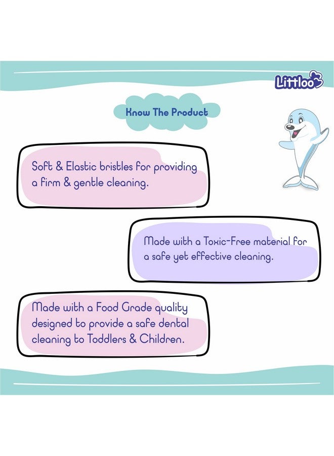 LITTLOO Baby U-Shaped Silicone Tooth Brush With Soft Bristles For Complete Manual 360 Degree Dental Cleaning, Material For New Borns, Toddlers & Children - Pack Of 2 (Blue & Pink) - Image 2