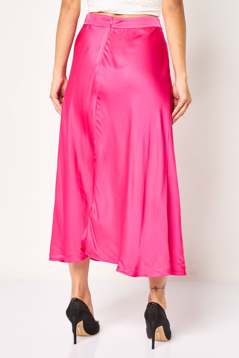 ESPRIT Women Plain Midi Skirt, Bright Pink - Image 3