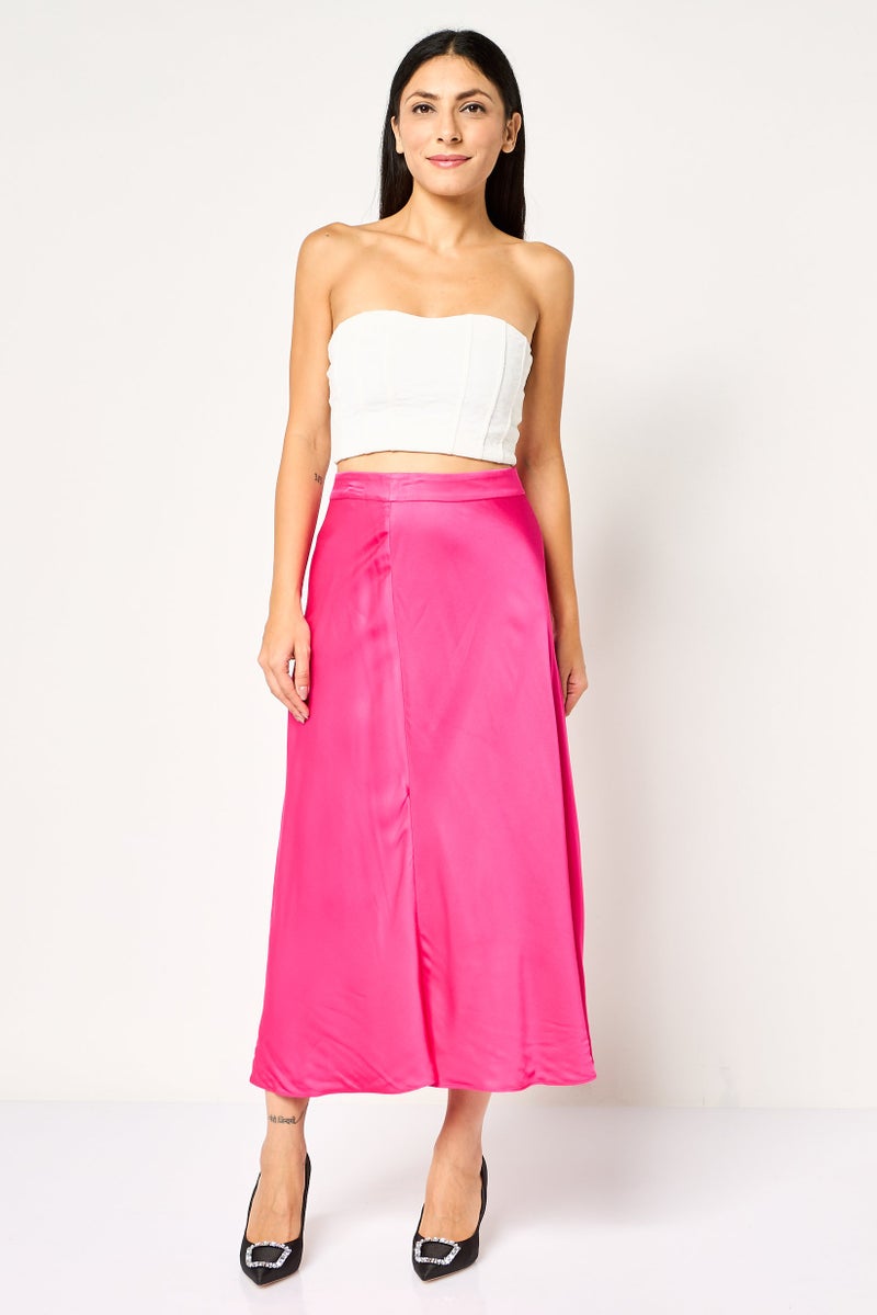 ESPRIT Women Plain Midi Skirt, Bright Pink - Image 4