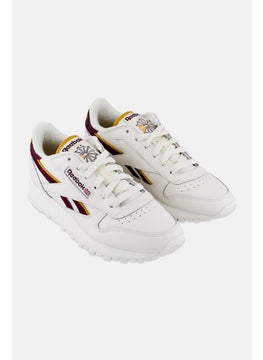 Reebok Kids Boy Classic Leather Lace Up Running Shoes, Off White  - Image 1