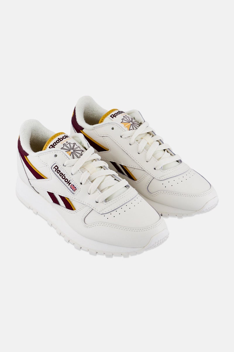 Reebok Kids Boy Classic Leather Lace Up Running Shoes, Off White  - Image 1