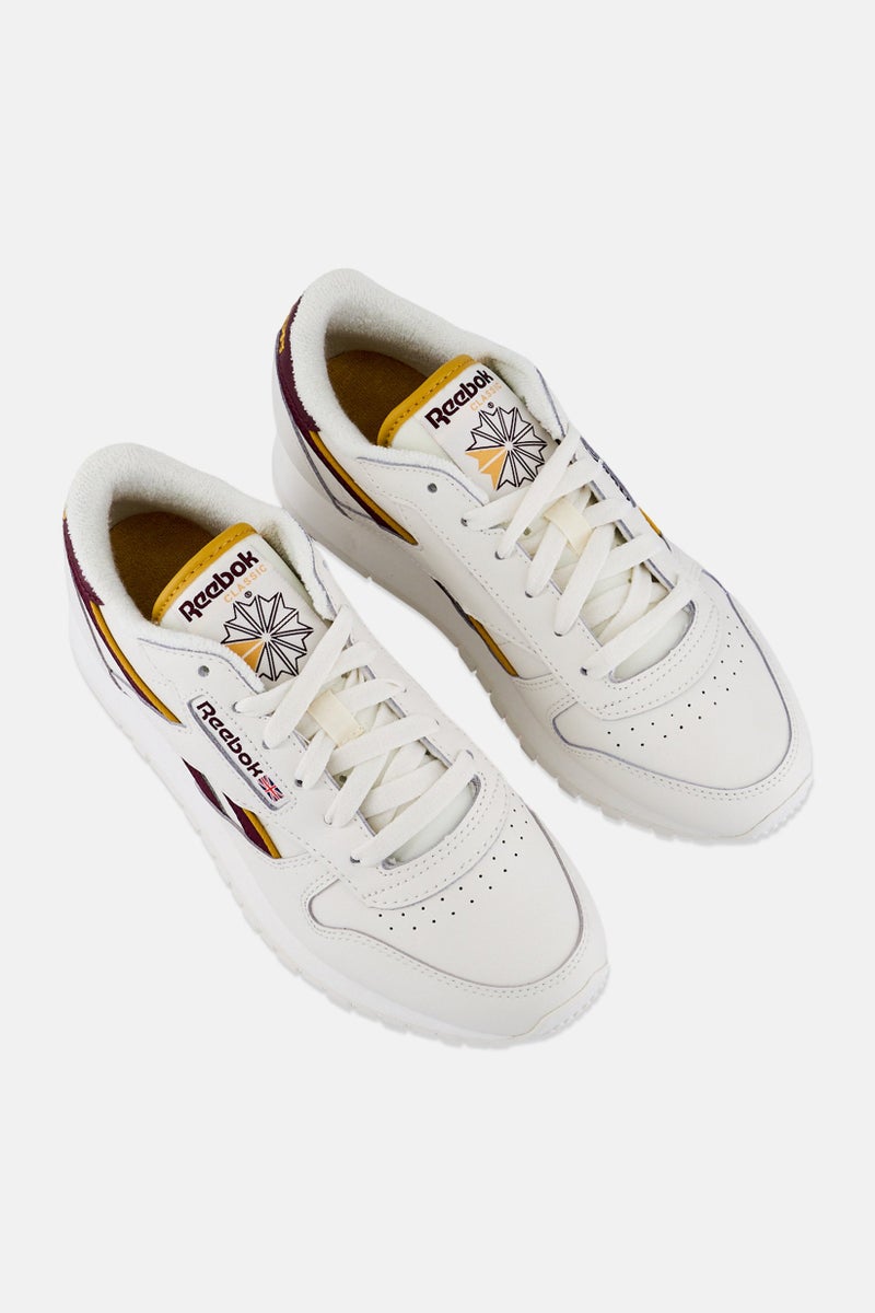 Reebok Kids Boy Classic Leather Lace Up Running Shoes, Off White  - Image 4