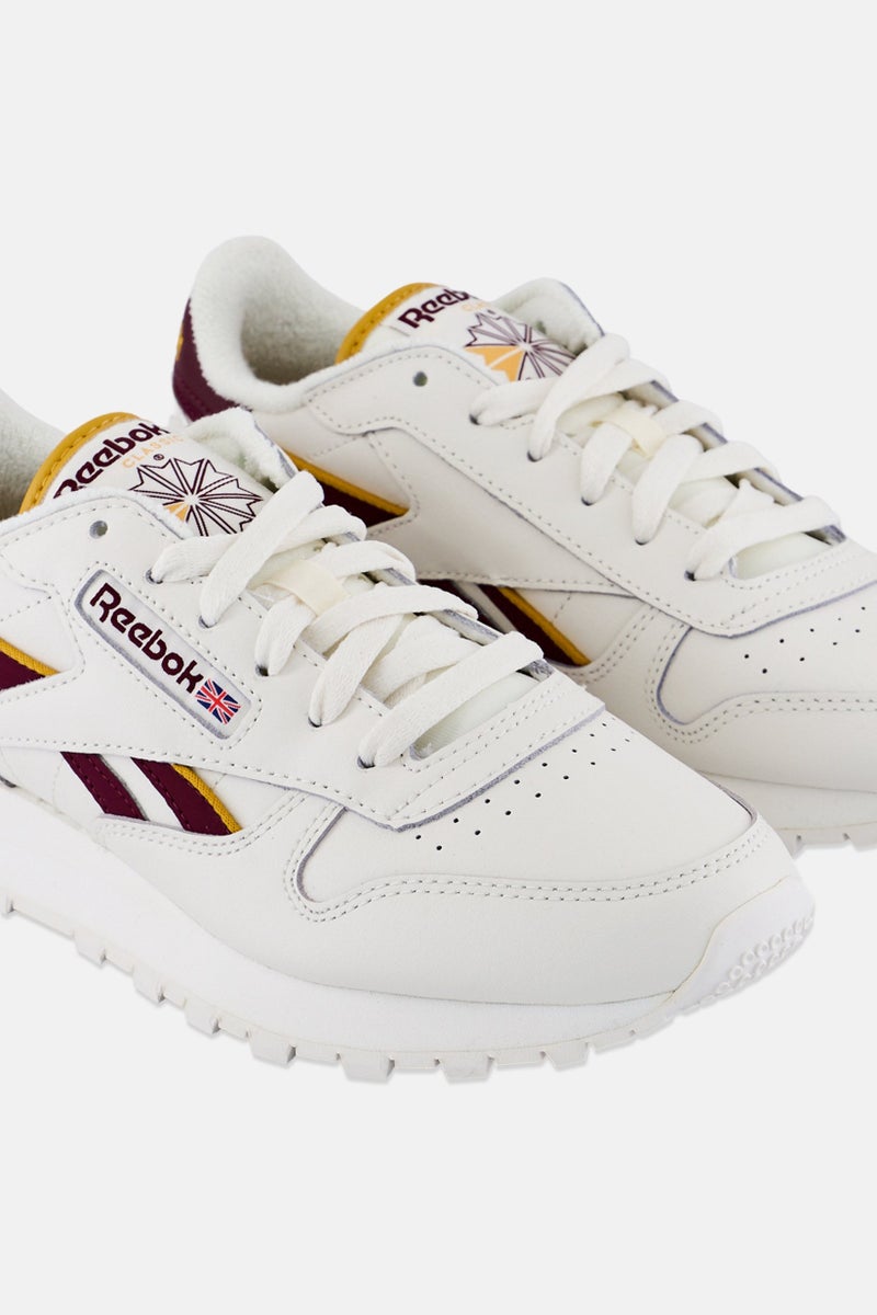 Reebok Kids Boy Classic Leather Lace Up Running Shoes, Off White  - Image 3