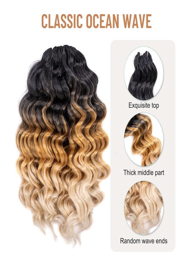 ToyoTree Ocean Wave Crochet Hair - 12 Inch 8 Packs 3 Tones Ombre Blonde Mid-Length Curly Deep Wave Crochet Hair, Synthetic Ocean Wave Braiding Hair Extensions (12 Inch,OT27/613-8P) - Image 3