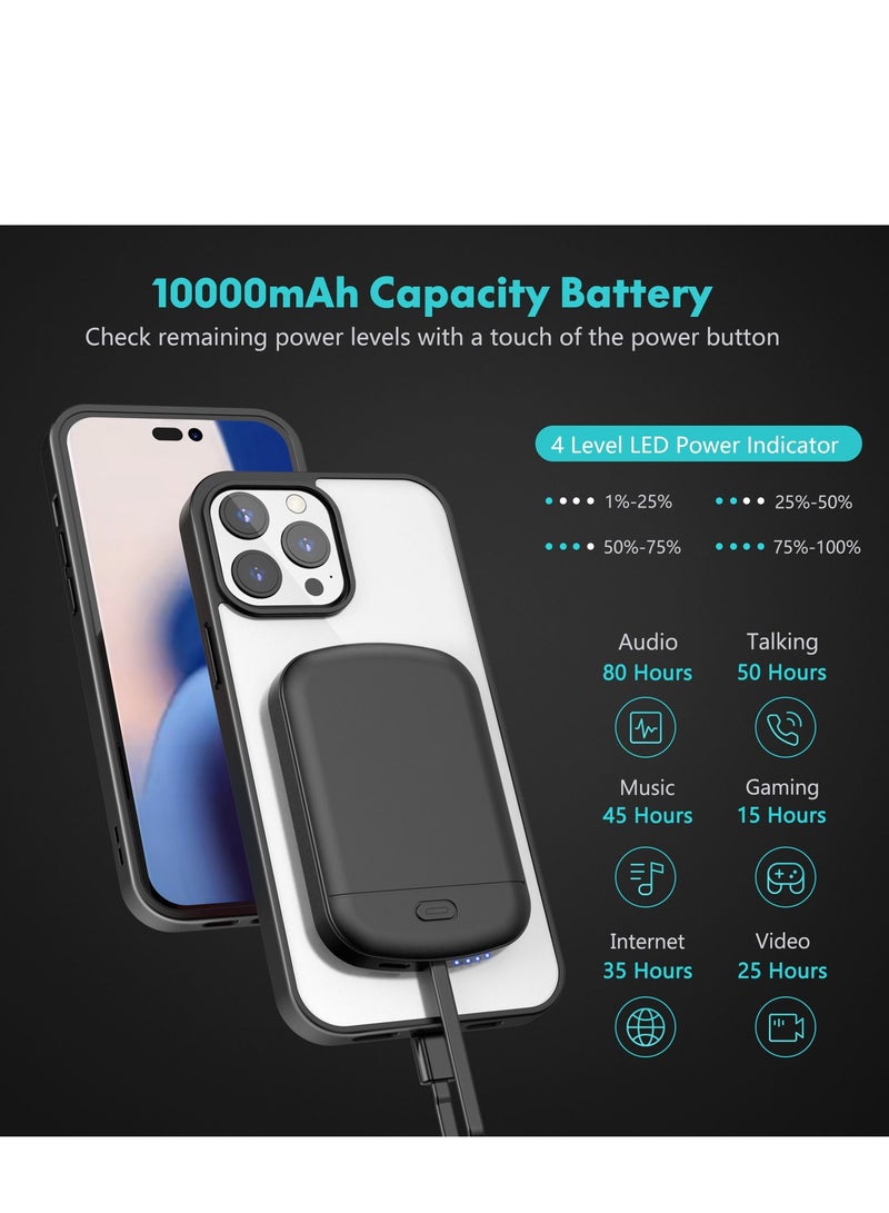 GULFLINK 10000mah Wireless Magnetic Power Bank with Protection Case Cover for iphone 14 Black - Image 2