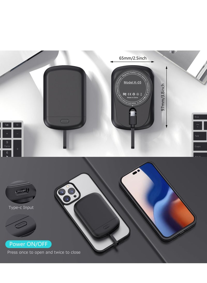 GULFLINK 10000mah Wireless Magnetic Power Bank with Protection Case Cover for iphone 14 Black - Image 4
