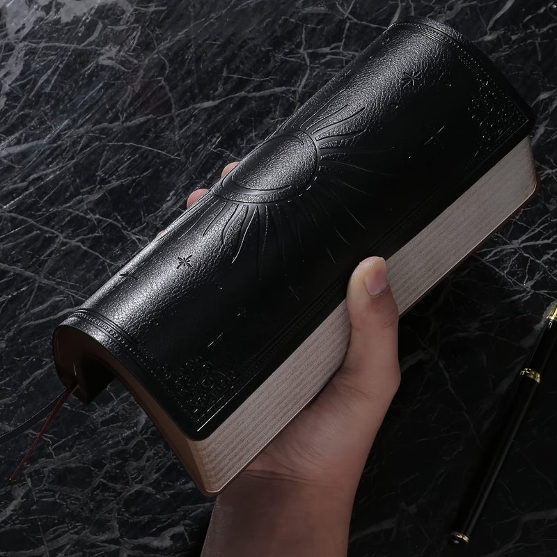 Black A5 Hardcover Leather Diary 360 Pages 100GSM Thick Paper Journal - Image 1