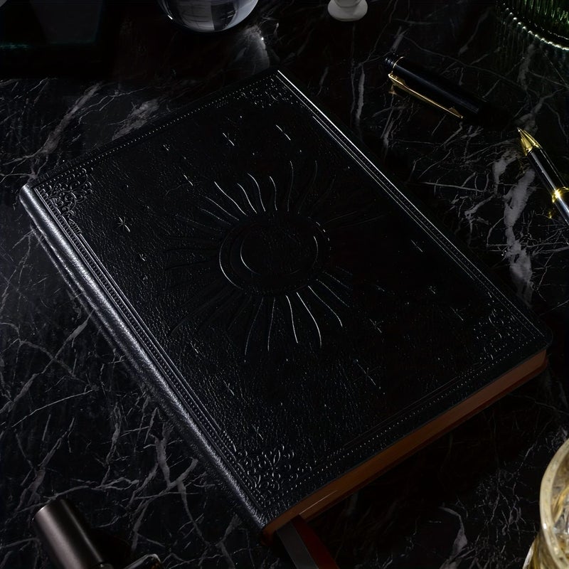 Black A5 Hardcover Leather Diary 360 Pages 100GSM Thick Paper Journal - Image 4